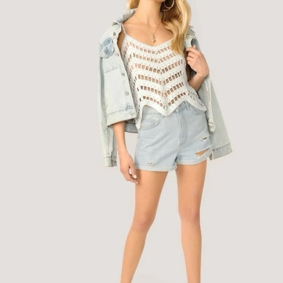 Crotchet Knit Cream Boho Festival Tank Top Size Small S - Picture 15 of 15